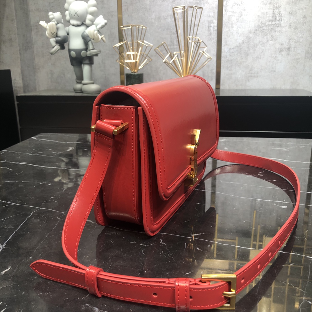 Saint Laurent Solferino Box Medium Calfskin Handbag Shoulder Bag Light Red 634305 